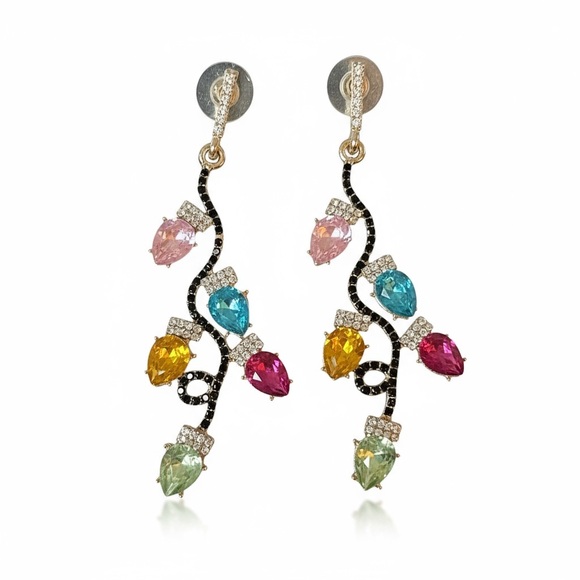 Jewelry - 🎄 Vintage Christmas Lights Earrings – Multicolor Rhinestones ✨